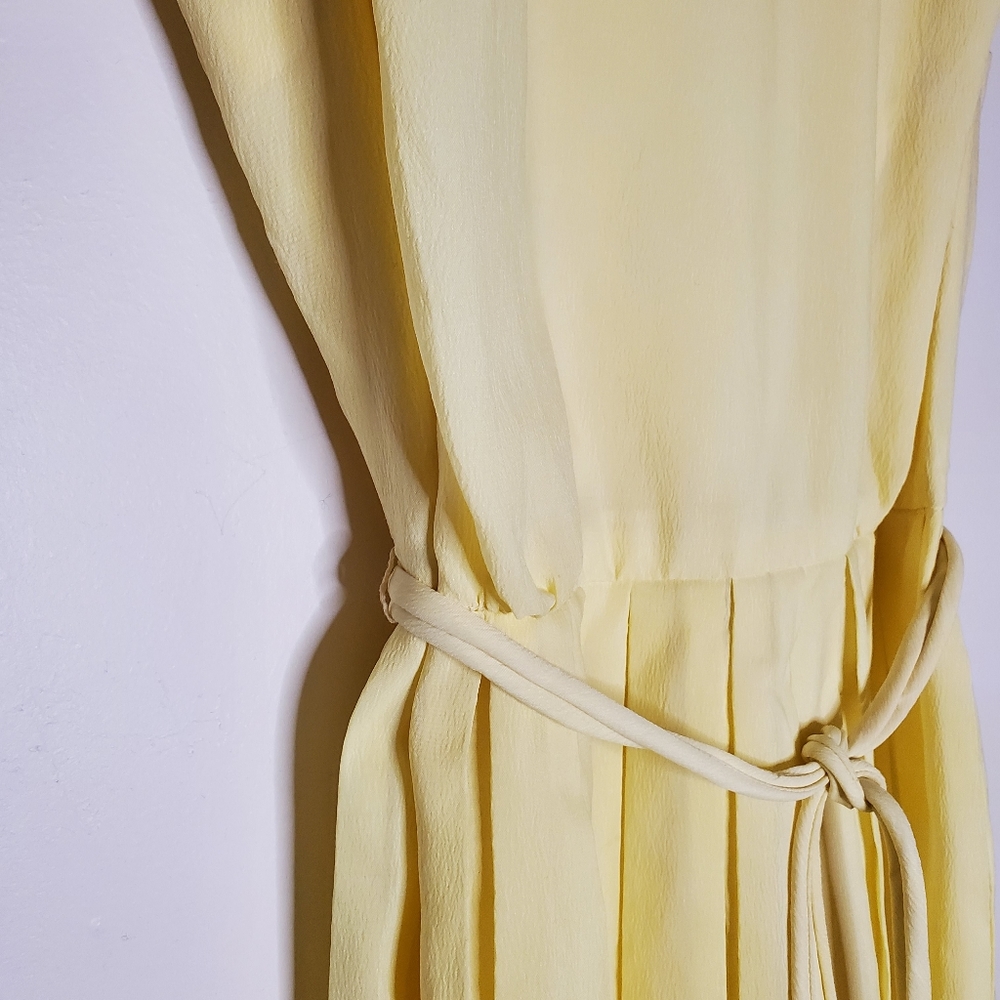 Dandelion Breeze Pastel Yellow Sleeveless Pleated Vintage 60s Dress - Picture 10 of 16